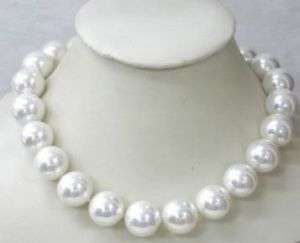 Wonderful 12mm White south sea shell pearl necklace 18 AAA  