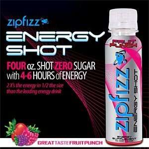 Zipfizz Fruit Punch Flavor Energy Shot, 24 Bottles, 4 oz Each Bottle 