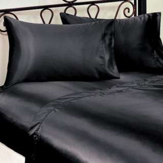 NEW 4p SILKY SATIN BED SHEET FLAT FITTED SET SOFT 350TC  