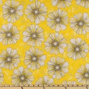  44 Wide Eclipse Large Floral Yellow Fabric By The Yard 