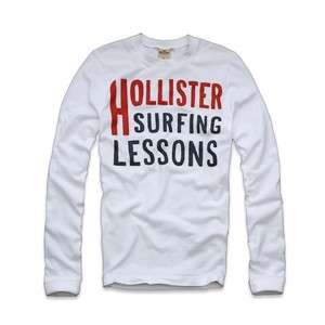   Hollister by Abercrombie Men Long Sleeve T Shirt   Surfers Point White