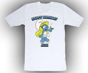   Custom The Smurfs Smurfette Birthday T Shirt Gift Add Childs Name