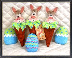 Primitive Easter Bunny Carrot~Eggs~Ornies~PATTERN #242  