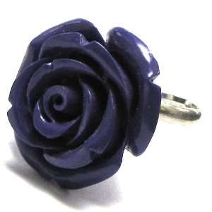  18mm purple coral carved rose flower adjustable ring size 