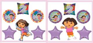 DORA THE EXPLORER 2nd second birthday party balloons PINK PURPLE 