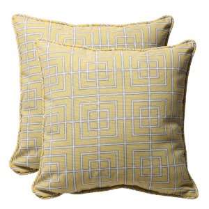  Pillow Perfect Decorative Yellow/Gray Geometric Square 