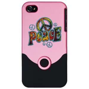  iPhone 4 or 4S Slider Case Pink PEACE Peace Symbol 