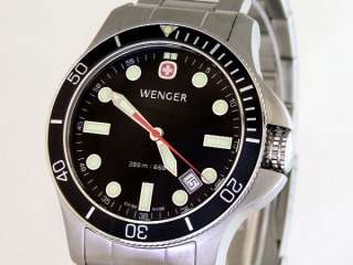 Wenger Swiss Divers Battalion III 660ft Screw Down Crown Black Dial 