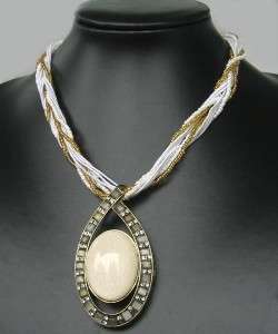 Tibetan Style Nice White GLASS CRYSTAL NECKLACE  