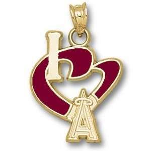  Los Angeles Angels Heart 3/4in Pendant 14kt Gold Jewelry
