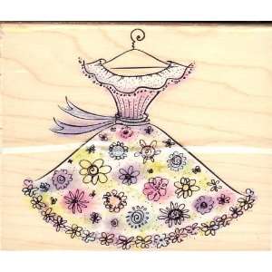 Pretty Dress Wood Mounted Rubber Stamp (H4038)