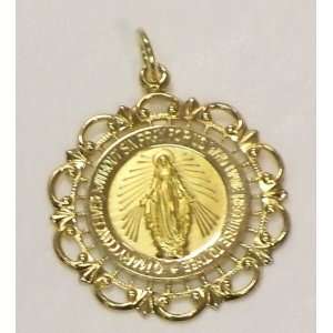  Catholic Religious Mother Mary Gold Round Pendant 