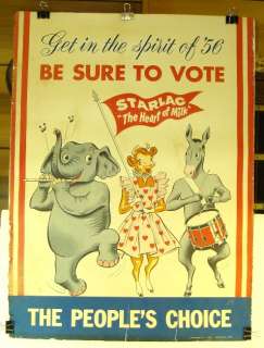 1956 Bordens Milk Elsie The Cow Vote Political Poster  