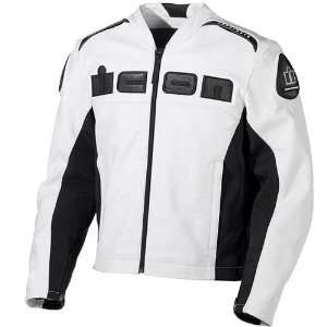 Icon Accelerant Mens Leather Street Motorcycle Jacket   White / 4X 