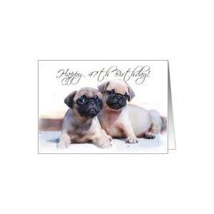  Happy 47th Birthday Pug Puppies Card: Toys & Games
