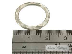 Karen Hill Tribe Silver Hammered Flat Round Ring Bead, 20mm  