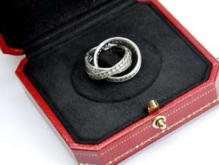 CARTIER 18k White Gold & Diamond Trinity Ring, Size 50 (5 1/4 US) W 