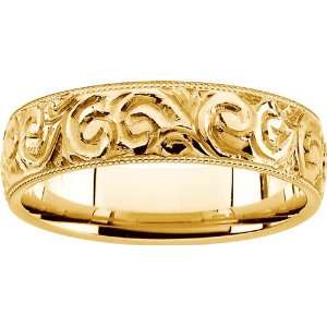    gold Hand Engraved Band   Sizes 5 8 1/2: Diamond Designs: Jewelry