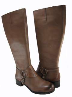   Shaylee Brown Umber Leather Fashion Knee High Riding Boots  