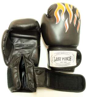 16oz Pair of Pro Boxing Gloves Black Real Leather New   
