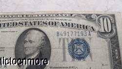 US 1934 D 1934D $10 TEN DOLLAR BILL SILVER CERTIFICATE SMALL NOTE BLUE 