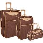 PIERRE CARDIN SIGNATURE BROWN 3 PIECE LUGGAGE SET $660 NEW IN BOX