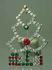 VINTAGE PRESENT CHRISTMAS TREE PIN BROOCH with Swarovski Crystals