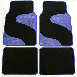 Blue Black Diamond Plate Swish Carpet Car Floor Mats  