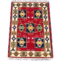 Indo Kazak Hand knotted Red/ Ivory Rug (2 x 3)  