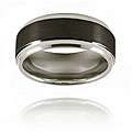 Mens Tungsten Ridged Edge Black plated Band (9 mm) Today 