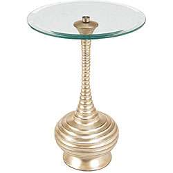   rubbed Silver Leaf Finish Resin and Glass Accent Table  Overstock