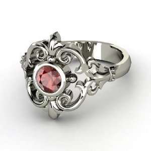   : Winter Palace Ring, Round Red Garnet Sterling Silver Ring: Jewelry