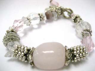 Pink Angel Glass Beaded Toggle Bracelet 7.5 New with Gift Bag  