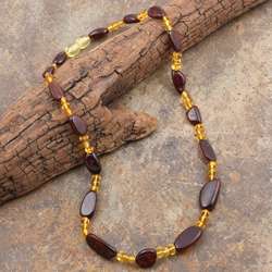 Cognac and Yellow Baltic Amber Necklace (Poland)  