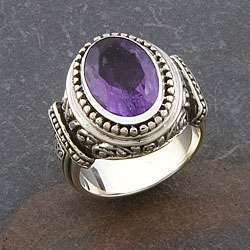 Handmade Sterling Silver Amethyst Cawi Ring (Indonesia)   