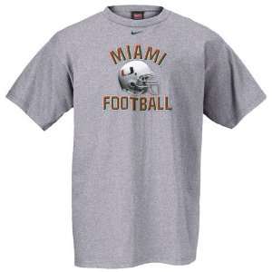 Nike Miami Hurricanes Grey Football Helmet T shirt:  Sports 