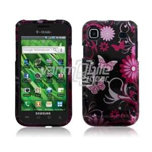 PINK BLACK BFLY DESIGN CASE + LCD Screen Protector for SAMSUNG VIBRANT