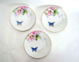 Antique Nippon Noritake Butterfly & Azalea Plate Set  