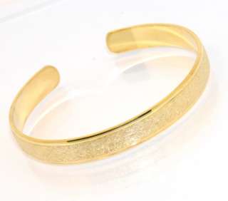 Technibond Textured Round Bangle Bracelet 14K Yellow Gold Clad Silver 