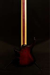 2006 Roscoe 5 String Red Burl SKB Custom 3005 Electric Bass  
