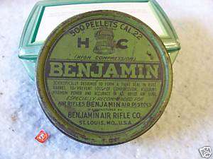 Benjamin .22 Cal Pellet Tin  Screw on lid  