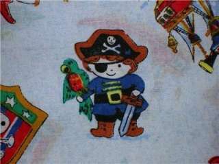 New Pirates Fabric BTY Parrots Ship Treasure Chest Children  