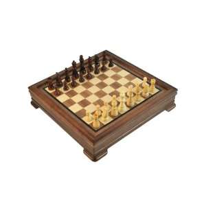  5 in 1 Walnut & Maple Chess Game Set: Checkers, Chess 