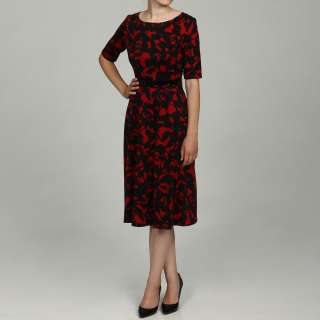 Julian Taylor Womens Belted Elbow Sleeve Printed Dress  Overstock 
