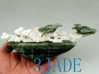Natural Dushan Jade Carving / Sculpture Birds & Flower  