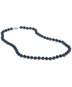 14k White Gold Cultured Akoya Black Pearl Necklace (7 7.5 mm 