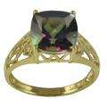 10k Yellow Gold Mystic Topaz and Diamond Accent Ring 