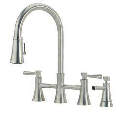  Fiore Brushed Nickel Pullout Bridge Kitchen Faucet  Overstock
