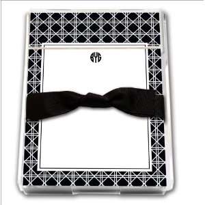  Black & White Lattice With Black Ribbon Notepad