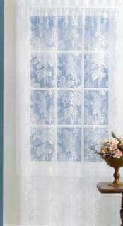 White Lace Ivy Leaf Garden Window Curtains Panel  
